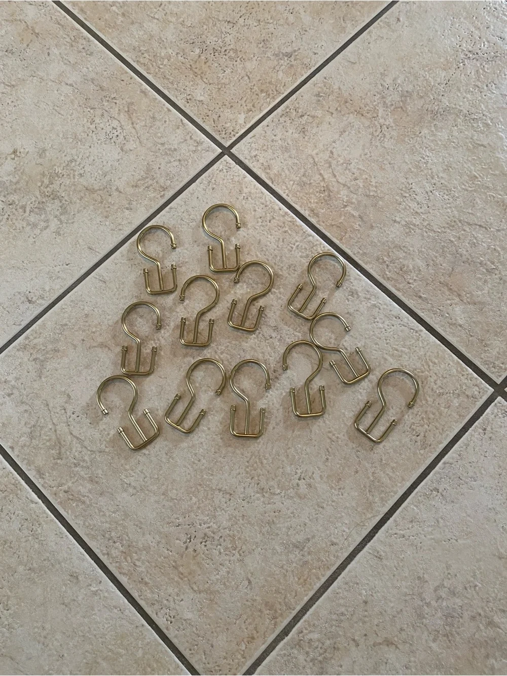 Set of Brass finish Shower Curtain Hooks - Gold Tone